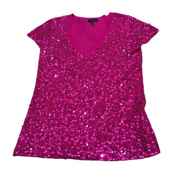 ESCADA  v-neck fuchsia sequined top, small, EUC - Picture 6 of 10